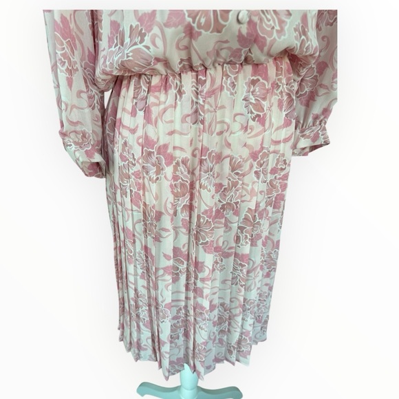 Vintage Blake Elizabeth Floral Pleated Lace Accordion Midi Dress 10 CottageCore - Picture 2 of 9